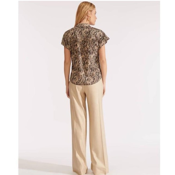 Veronica Beard Tan Merci Blouse in Python Print - Picture 3 of 6